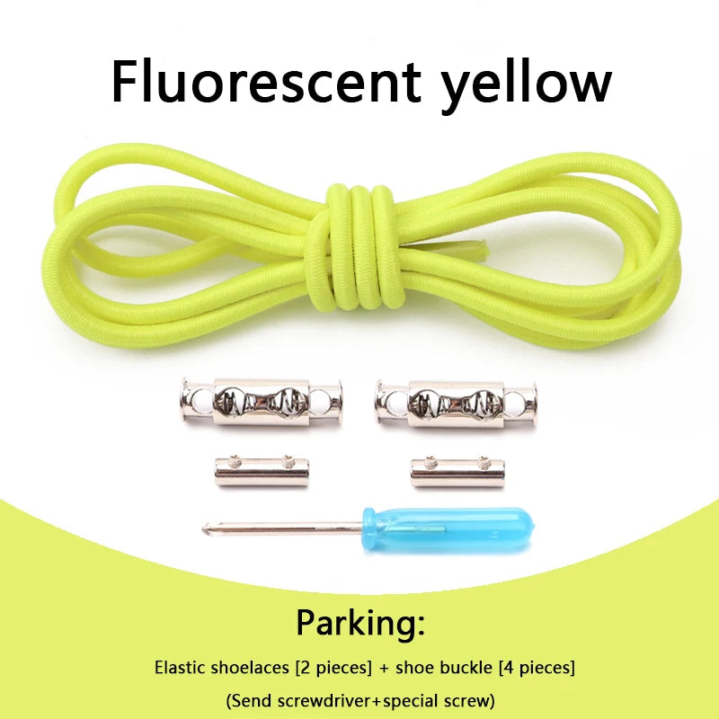 1 Pair No tie Shoelaces For Sneakers Elastic Shoelace Metal Spring Lock Man And Woman Shoe Accessories Lazy Shoe Laces 100cm TAVEN System LLC