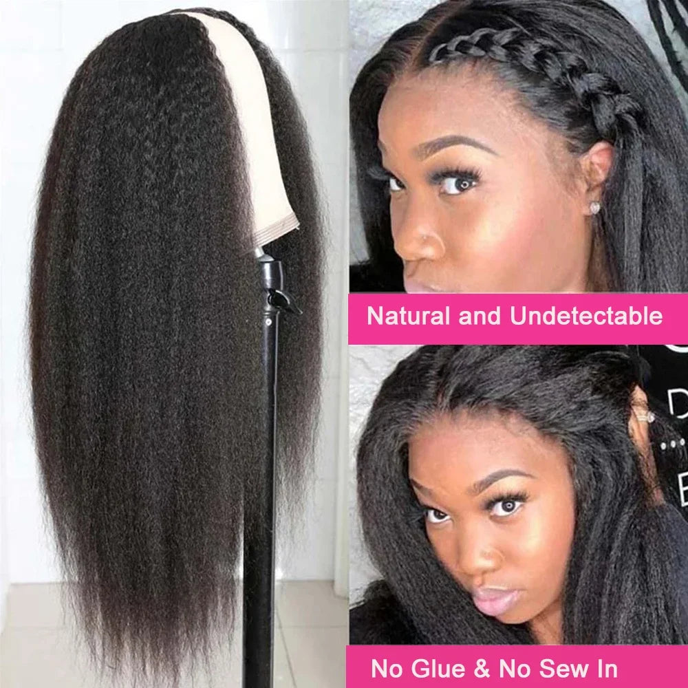Kinky Straight V Part Human Hair Wig