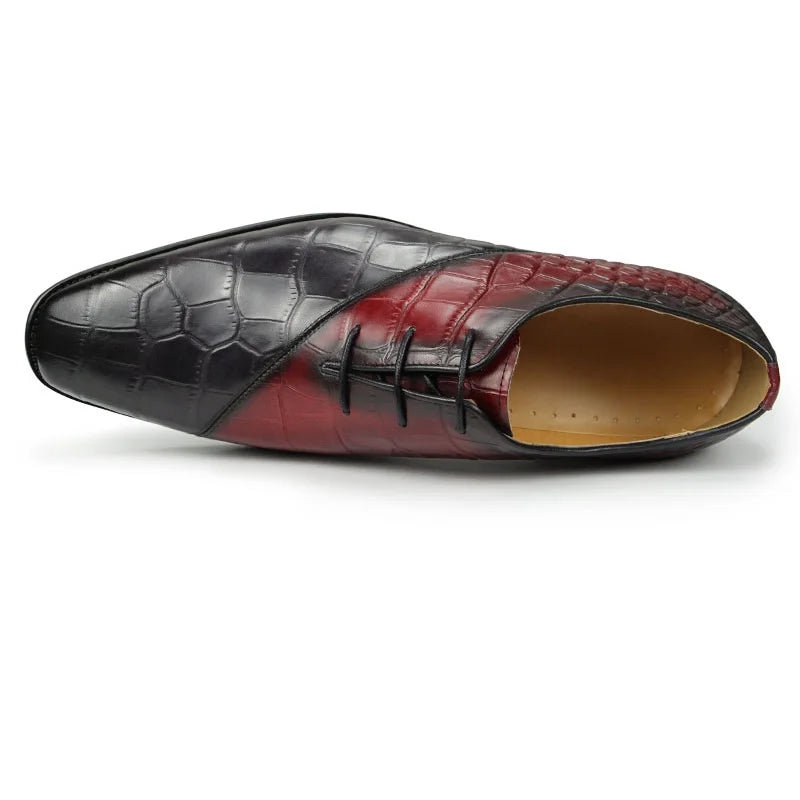 Fashion Men's Shoes New Oxford Red Black Mixed Color Zapatos De Hombre Genuine Leather Business Office Classic Leather Shoes Hot TAVEN System LLC