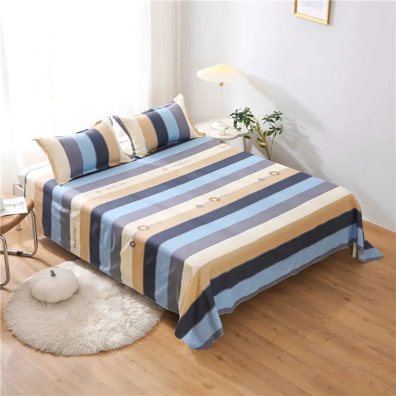 Queen Size Bed Sheet Single Soft Brushed Cotton Bedding Rustic Design All Seasons Breathable 1.6m Double Bed Sheet TAVEN System LLC