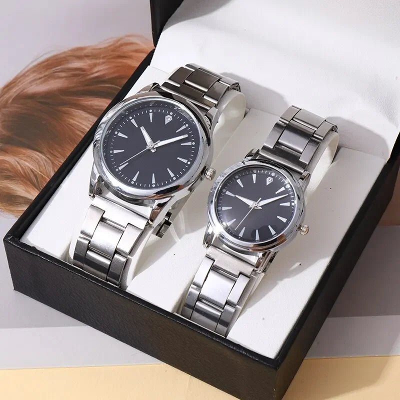 2PCS Couple's Watches Men Business Watch Fashion Analog Women Quartz Watch (Without Box) - TAVEN System LLC