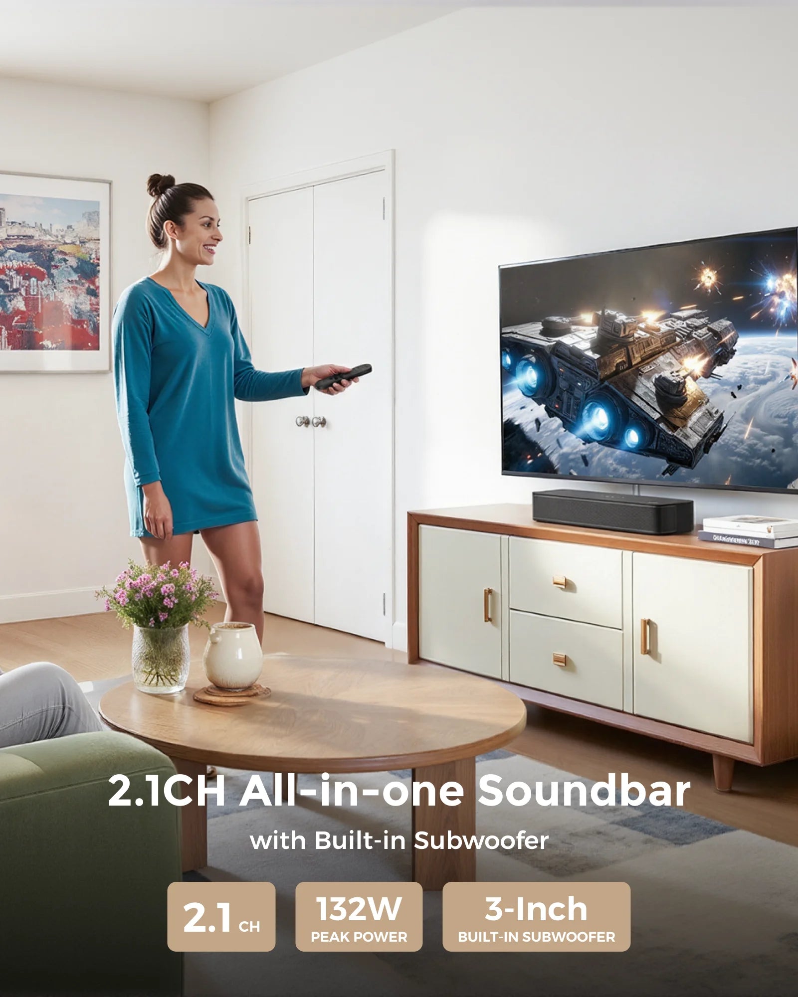 ULTIMEA 120W 2.1ch Compact Soundbar for TV, 3-Inch Built-in Subwoofer, Bluetooth 5.3 TV Sound Bar Speakers TAVEN System LLC