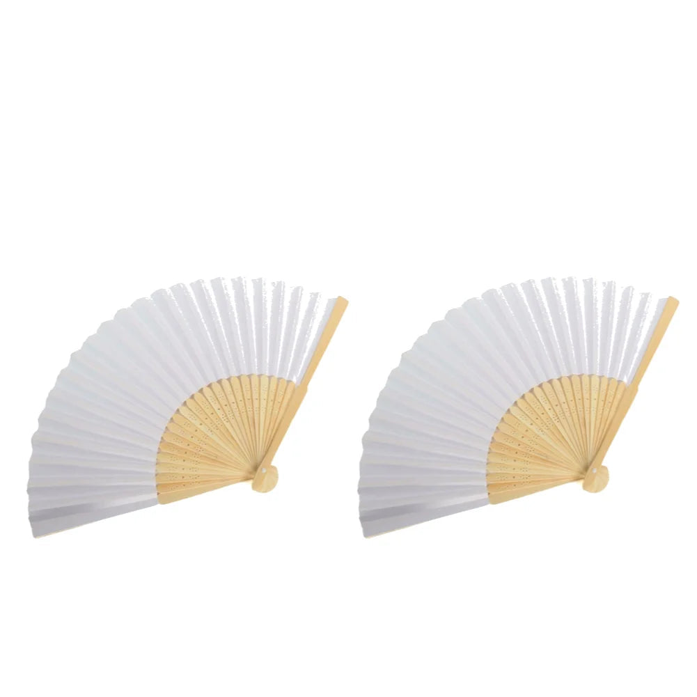 50/1pcs DIY Paper Bamboo Folding FanAdults Kid Hand Fans Calligraphy Painting Practice Blank White Fan for Wedding Room Decor TAVEN System LLC