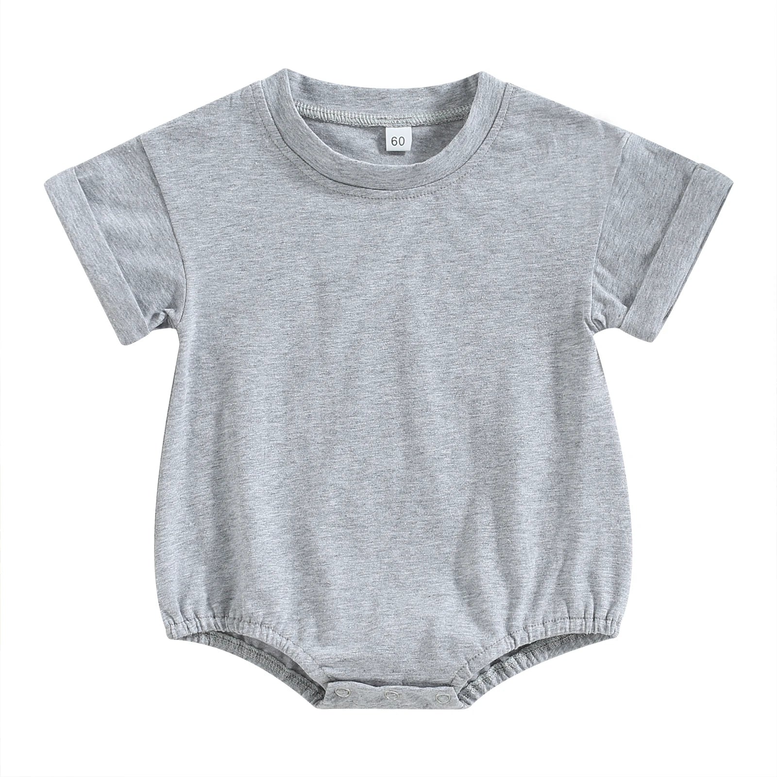 Baby Solid Color Short Sleeve Cotton Blend Romper Outfit
