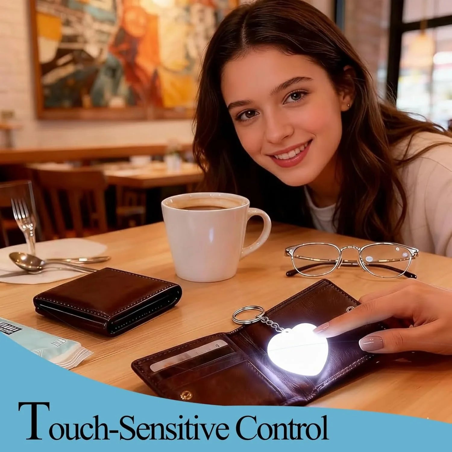 with Auto Sensor, Touch Control, Rechargeable Heart Shaped Handbag Light for Inside Purse, Perfect Valentine Gifts for Women TAVEN System LLC