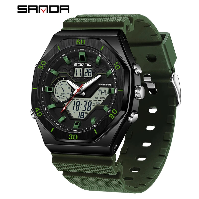 SANDA G Style Digital Men Watches Dual Display Three Time Waterproof Shock Sports Watch Military Countdown Male LED Quartz Clock - TAVEN System LLC