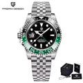 PAGANI DESIGN 40MM Black Gray Dual Tone Automatic Mechanical GMT WATCH Sapphire Glass Stainle Steel Sports luminous Watches men - TAVEN System LLC
