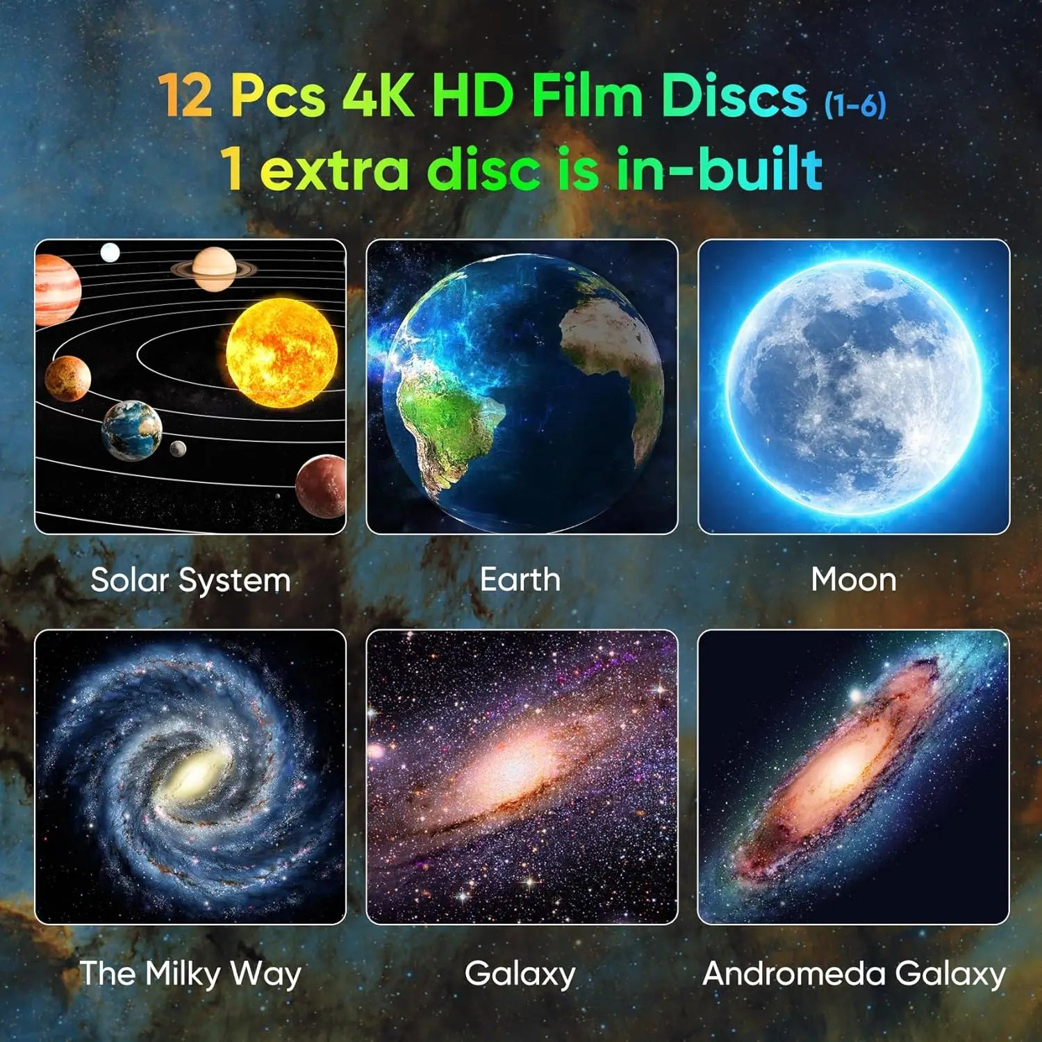 Galaxy Projector for Bedroom, HD Image Star Projector, Adjustable Galaxy Light Knob, 13 Film Discs, Planetarium Projector for Ki TAVEN System LLC