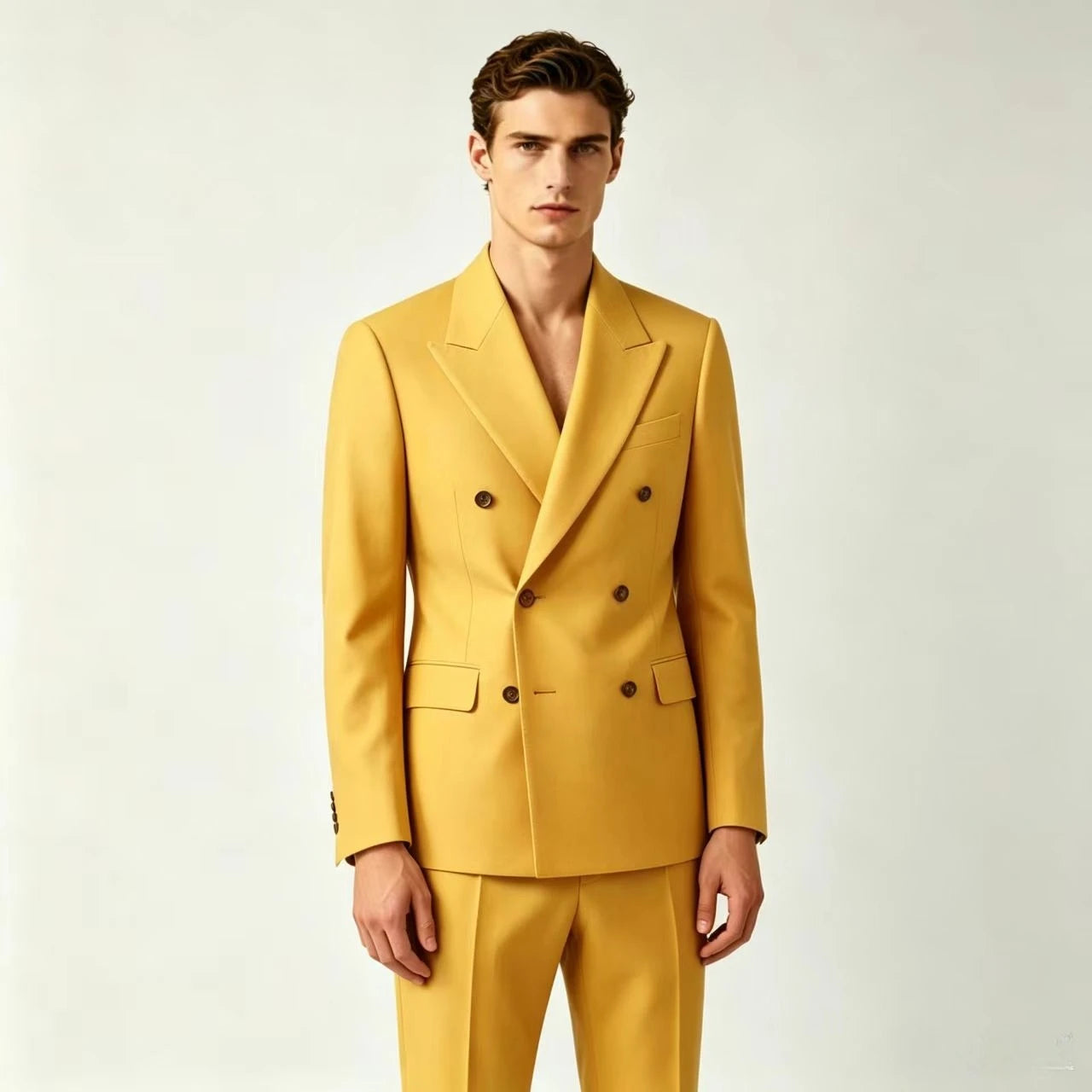 Men Double Breasted Wedding Suit Slim Fit 2 Piece Formal Blazer Set TAVEN System LLC