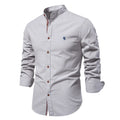 Men’s Cotton Linen Long Sleeve Solid Color Business Shirt TAVEN System LLC