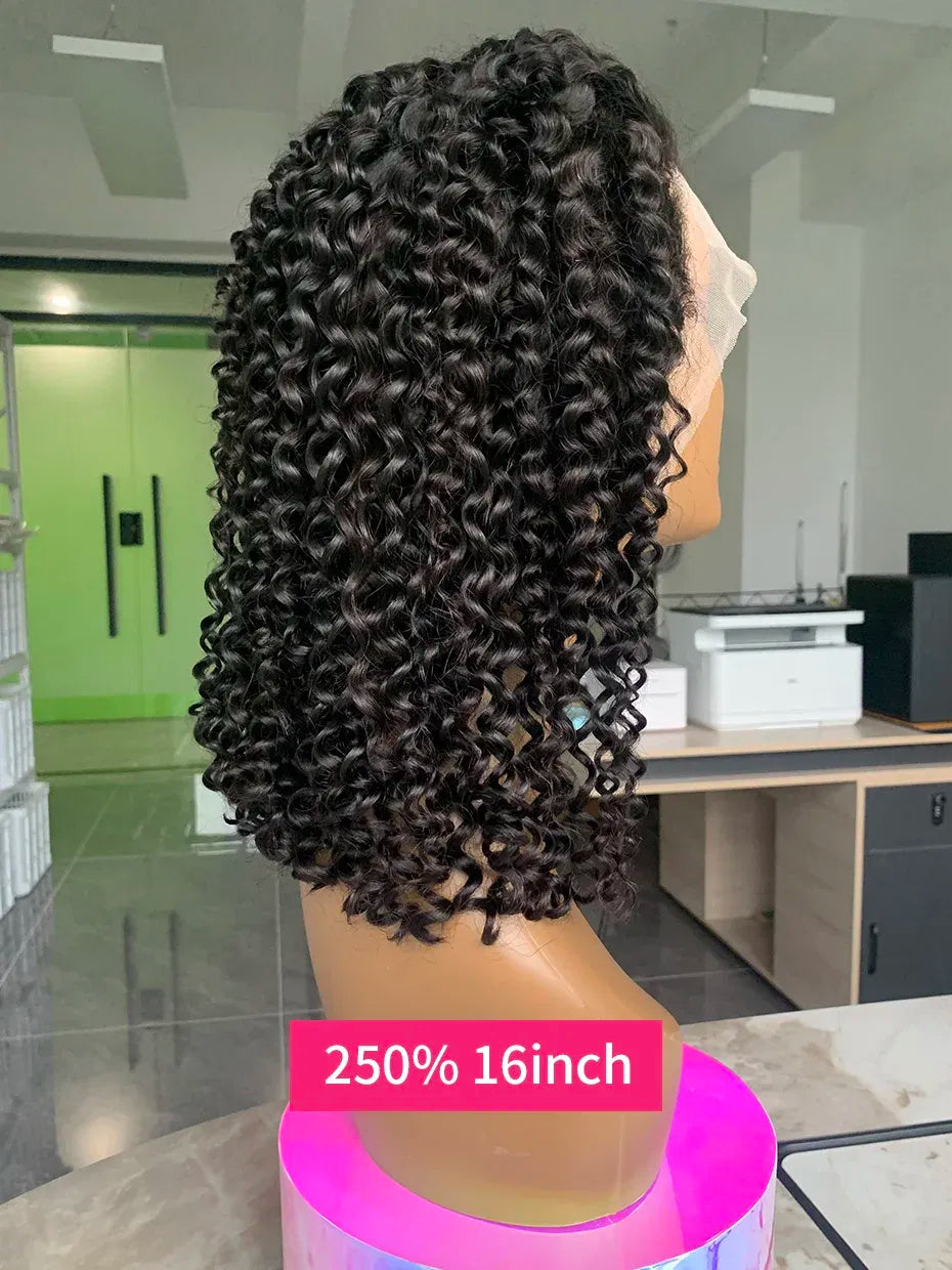 Hair Color: Natural Color, Ships From: CHINA, Stretched Length: 12INCHES, Density: 250% - Curly Wigs Full 250 Density Short Bob Wig Human Hair Vietnamese Raw 13x4 13x6 Double Drawn Jerry Curly Lace Front Human Hair Wig Taven