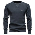 Men's Autumn Winter Round Neck Solid Knit Sweater Business Casual TAVEN System LLC