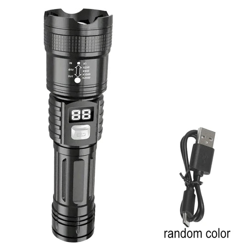 100000LM rechargeable LED tactical flashlight with Type-C charging