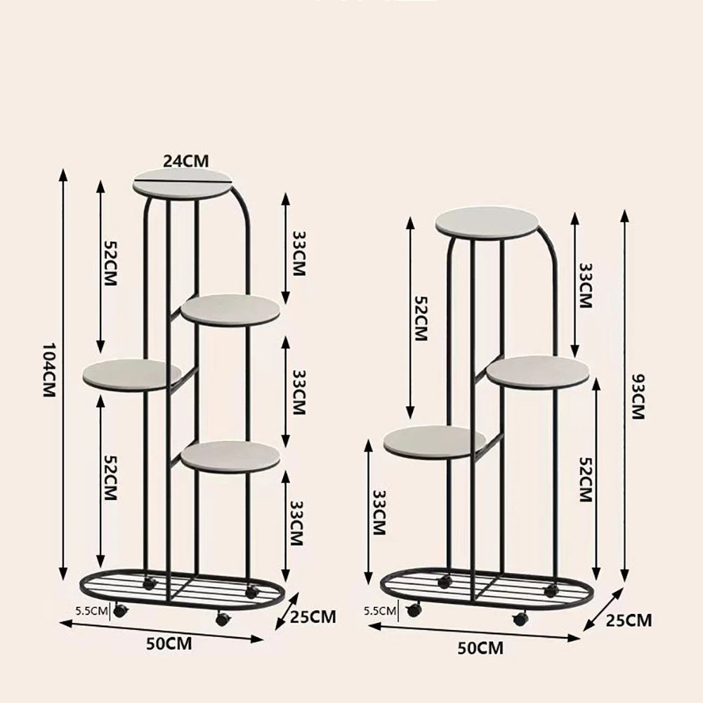 Metal plant stand with wheels for indoor outdoor plants