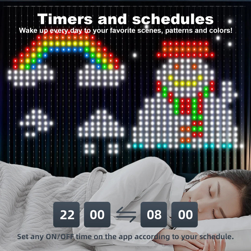400 LED Smart Curtain Lights String Lights with App Remote Control Music Sync Christmas Curtain String Outdoor Fairy Lights TAVEN System LLC
