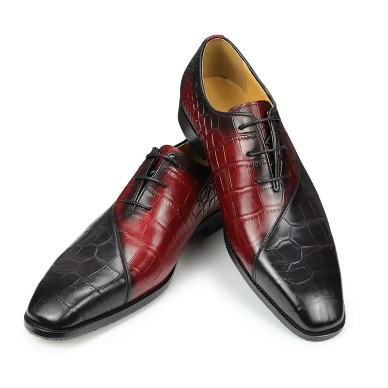 Fashion Men's Shoes New Oxford Red Black Mixed Color Zapatos De Hombre Genuine Leather Business Office Classic Leather Shoes Hot TAVEN System LLC