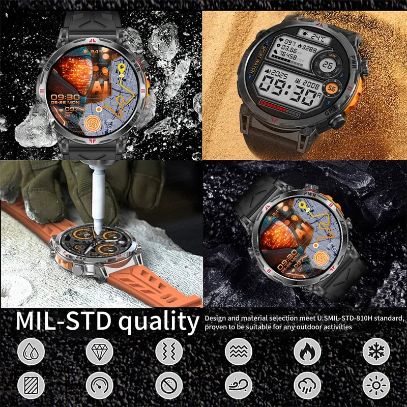 Smart Watches 1.56" AMOLED Screen GPS Fitness Tracking Compass 3ATM 650Mah Call 100+ Sports Smartwatch AI GPT For Android iOS - TAVEN System LLC