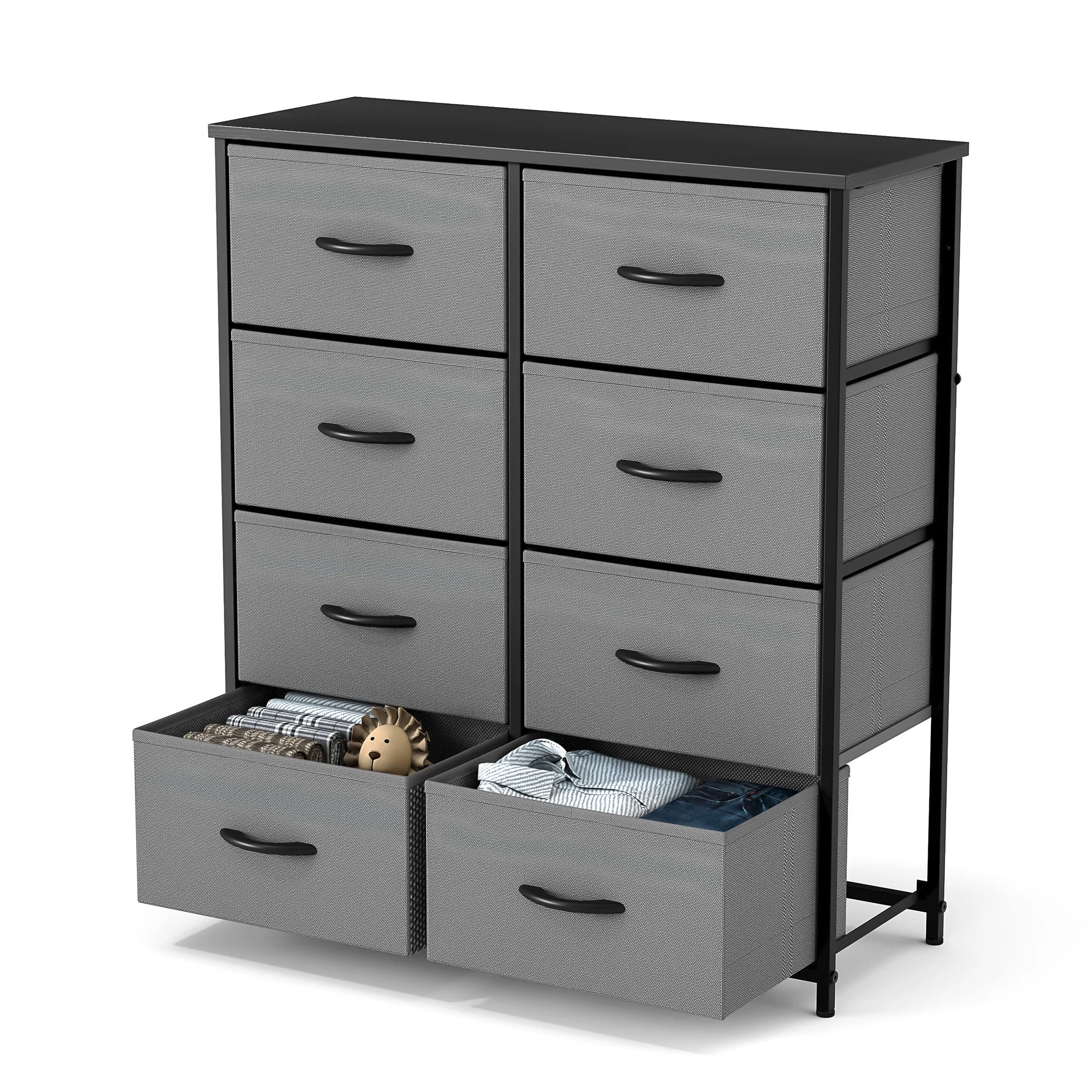 JHK 8 drawer children's fabric wardrobe storage cabinet white