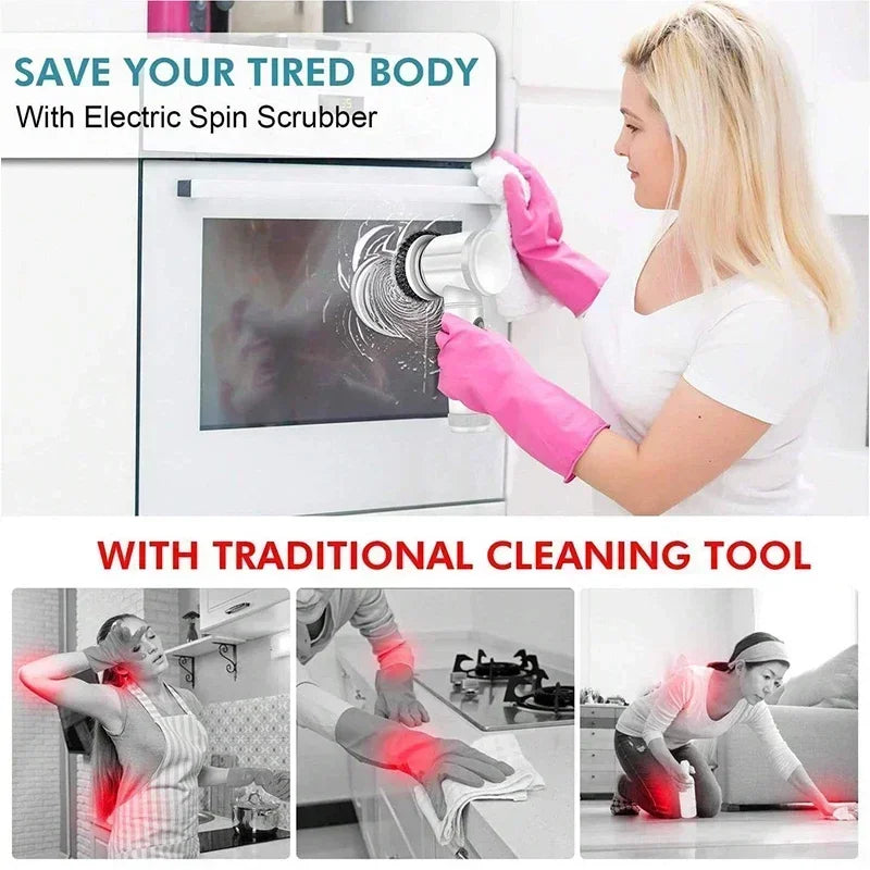 5-in-1 Electric Spin Scrubber Brush for Bathroom Tile Bathtub Sink, Power Scrubber with 5 Replaceable Brush Heads TAVEN System LLC
