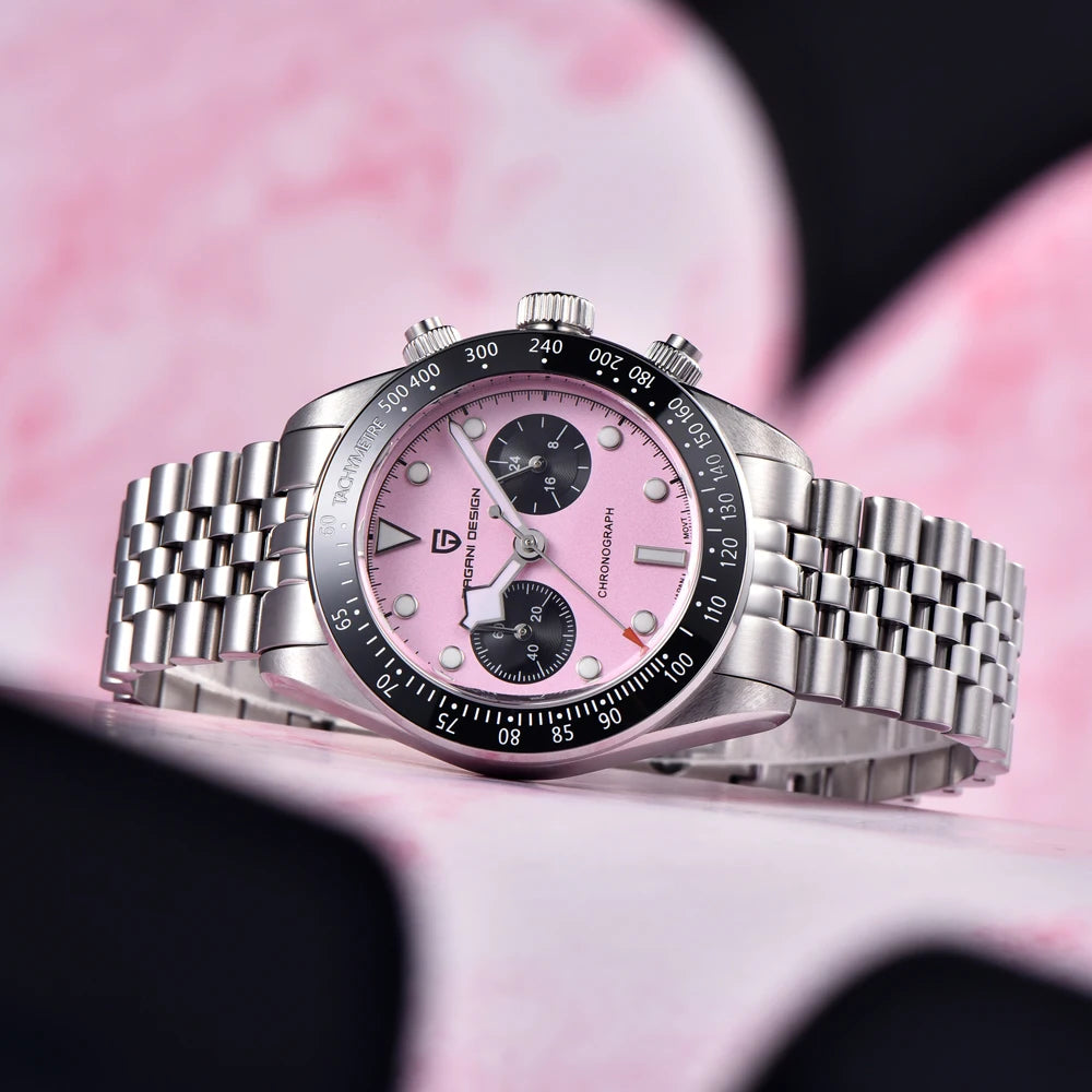 PAGANI DESIGN Men Watches New Pink BB Panda Dial Chronograph Fashion Luxury Quartz Watch For Men VK64 Movt Waterproof Watch 2026 - TAVEN System LLC