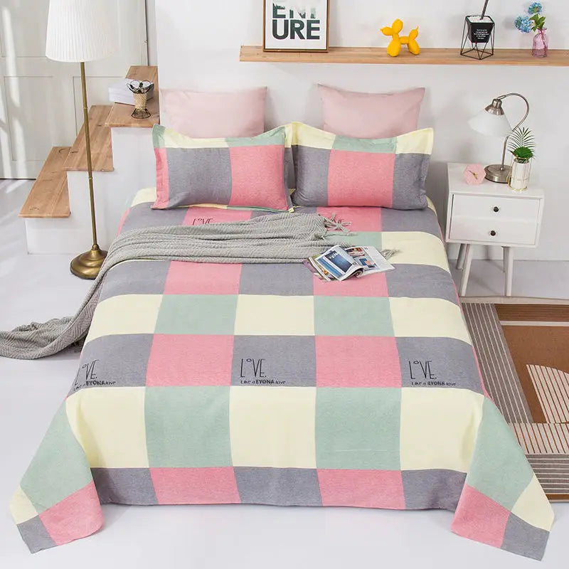 Queen Size Bed Sheet Single Soft Brushed Cotton Bedding Rustic Design All Seasons Breathable 1.6m Double Bed Sheet TAVEN System LLC
