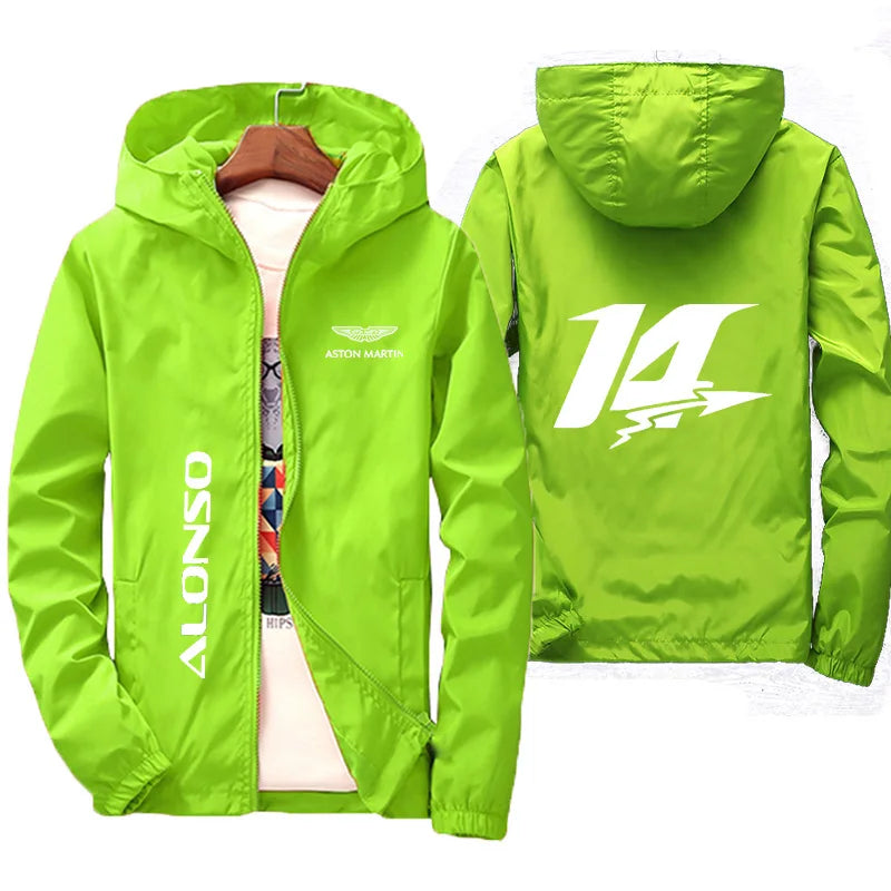 Aston Martin Racing Hooded Windbreaker Jacket Men Casual Zipper Coat