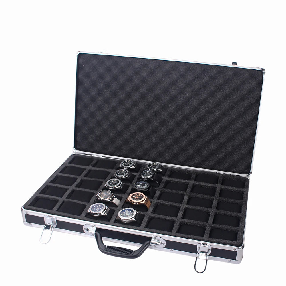 35 Slots High-Quality Watch Storage Box Aluminum Suitcase Case Jewelry Collection Box Portable Large Capacity Watch Box Gift Box TAVEN System LLC