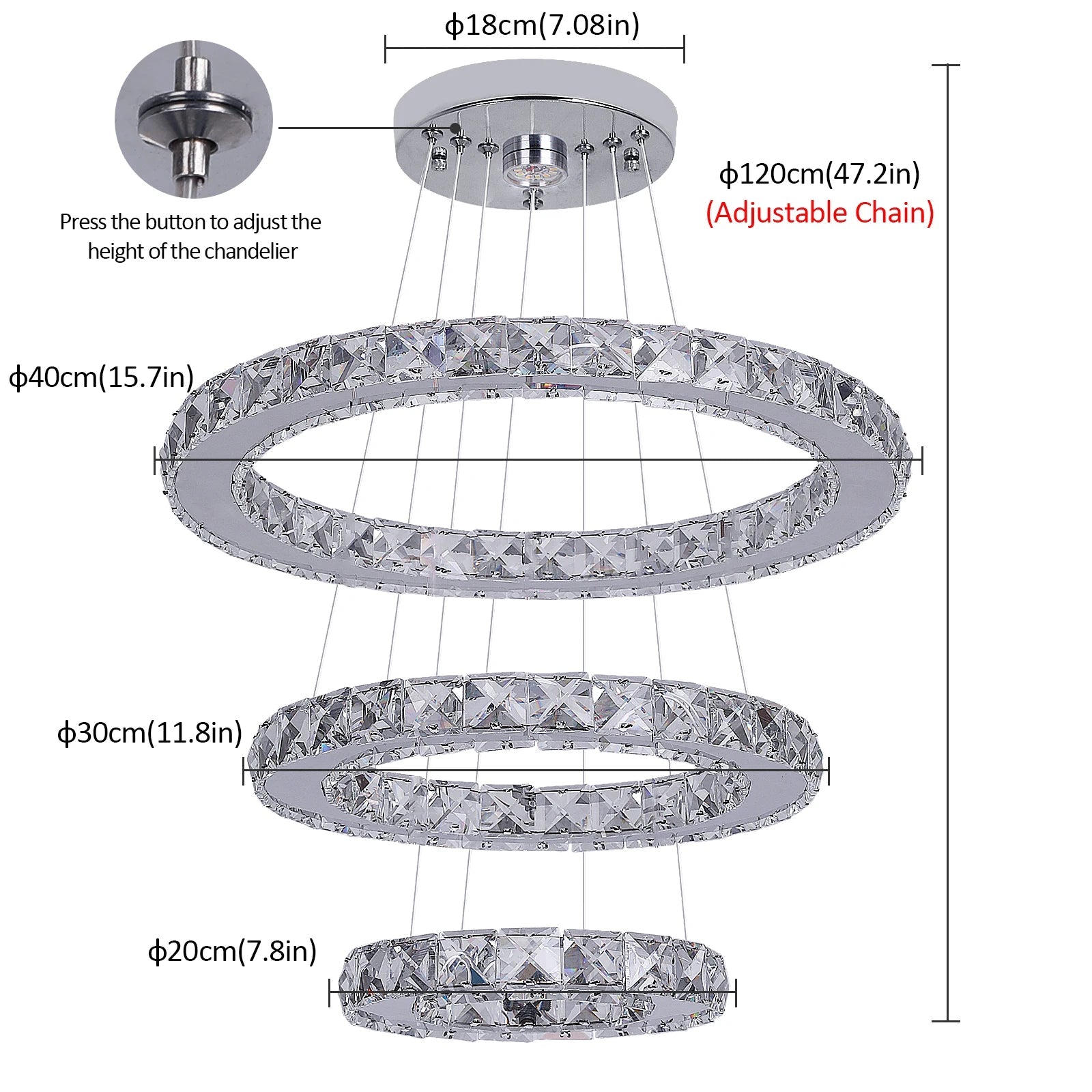 Crystal Pendant Ceiling Light with Remote Control Gold Chrome LED TAVEN System LLC