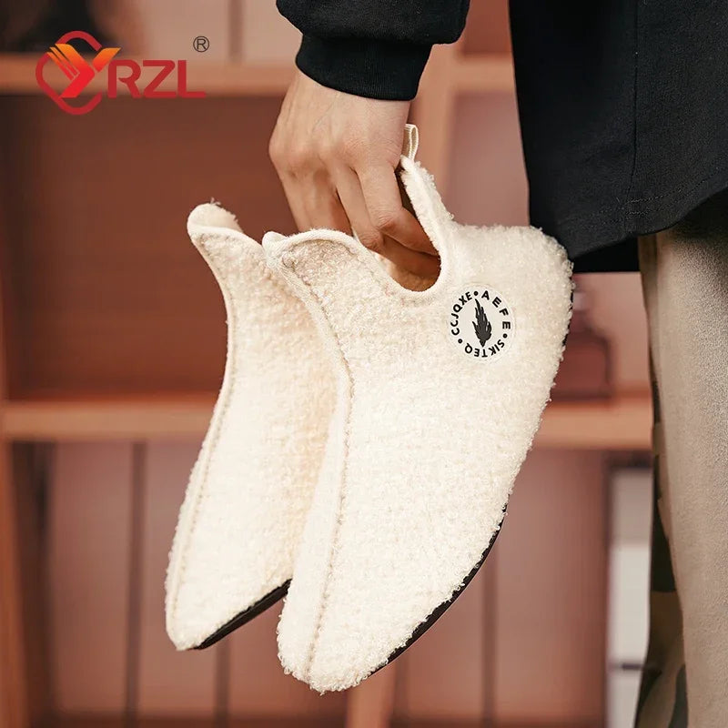 YRZL Winter Slippers Men Indoor Slippers Non-slip Warm Women and Men Slipper Ankle Soft Shoes Comfortable Flat Home Cotton Shoes TAVEN System LLC