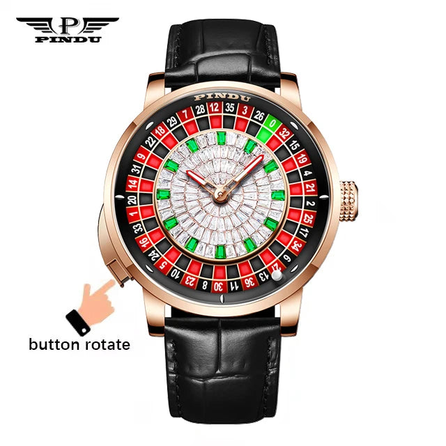 Men’s Automatic Skeleton NH35 Sapphire Leather Watch TAVEN System LLC
