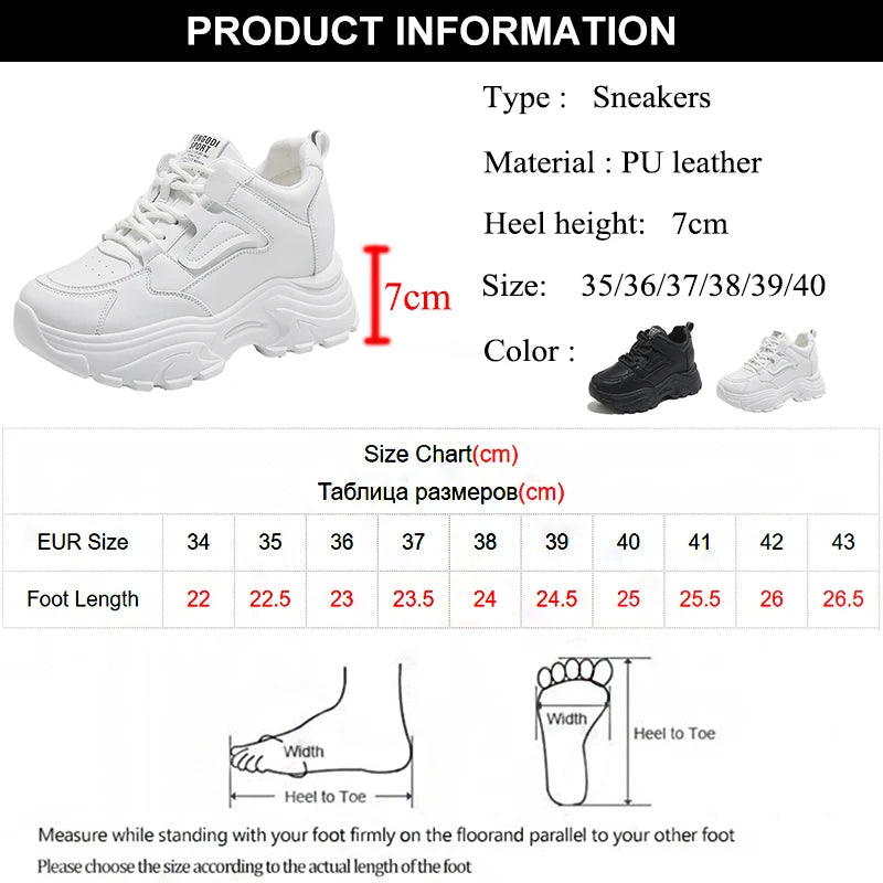 White Platform Women's Sneakers 2024 Spring Lace-Up Thick Bottom Vulcanize Shoes Woman Pu Leather Breathable Sports Shoes Ladies TAVEN System LLC
