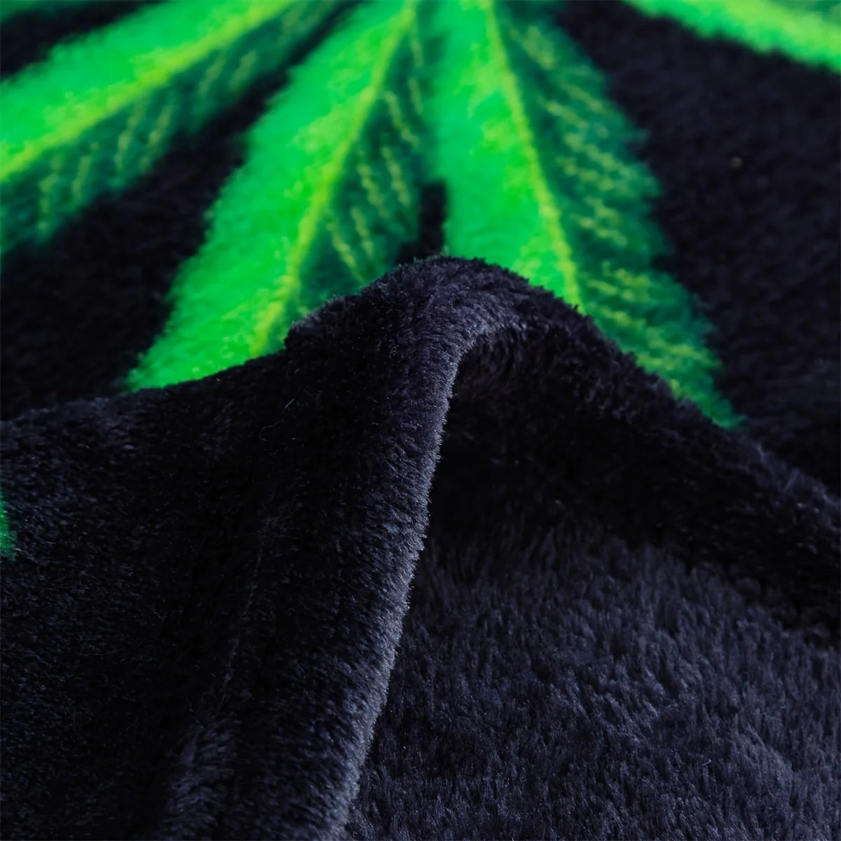 Neon Green Cannabis Leaf Blanket - Bold Black & Green Marijuana Print Design for Weed Enthusiasts & Cozy Lounging TAVEN System LLC