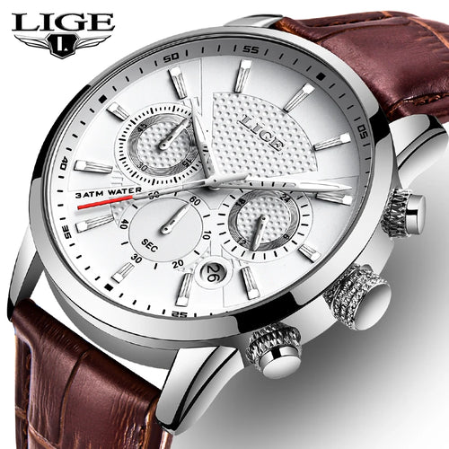 2024 LIGE Top Luxury Mens Watch Casual Business Quartz Watches Men Fashion Leather Wristwatch Waterproof Male Clock Reloj Hombre - TAVEN System LLC