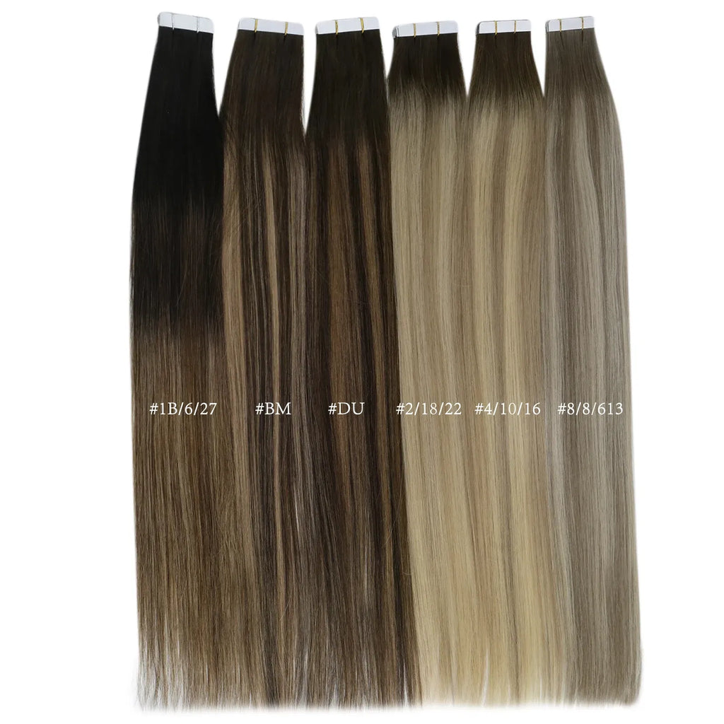 Color: P6W/8W, Items per Package: 40 pcs, Length: 24 Inches, Life Span: 12 months - [Last 12 Months] Ugeat Tape in Hair Extensions Virgin Human Hair 10A Grade Tape in Extensions  Human Hair Taven