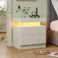 RGB Bedside White Table With 2 Drawers Cubehom LED Nightstand TAVEN System LLC