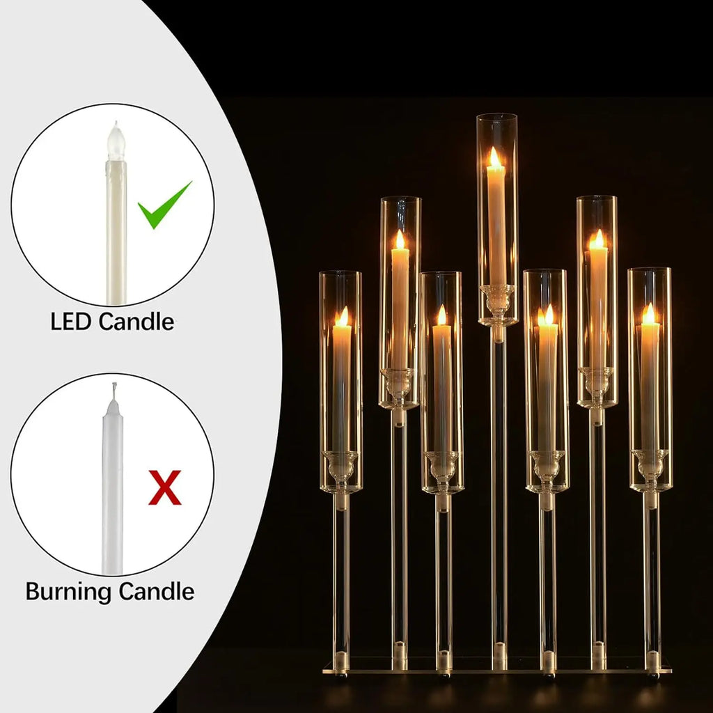 4pcs 7-Arm Acrylic Candlestick Clear Candelabra 26.5 Inch Tall for Wedding Birthday Party Living Room Decor TAVEN System LLC