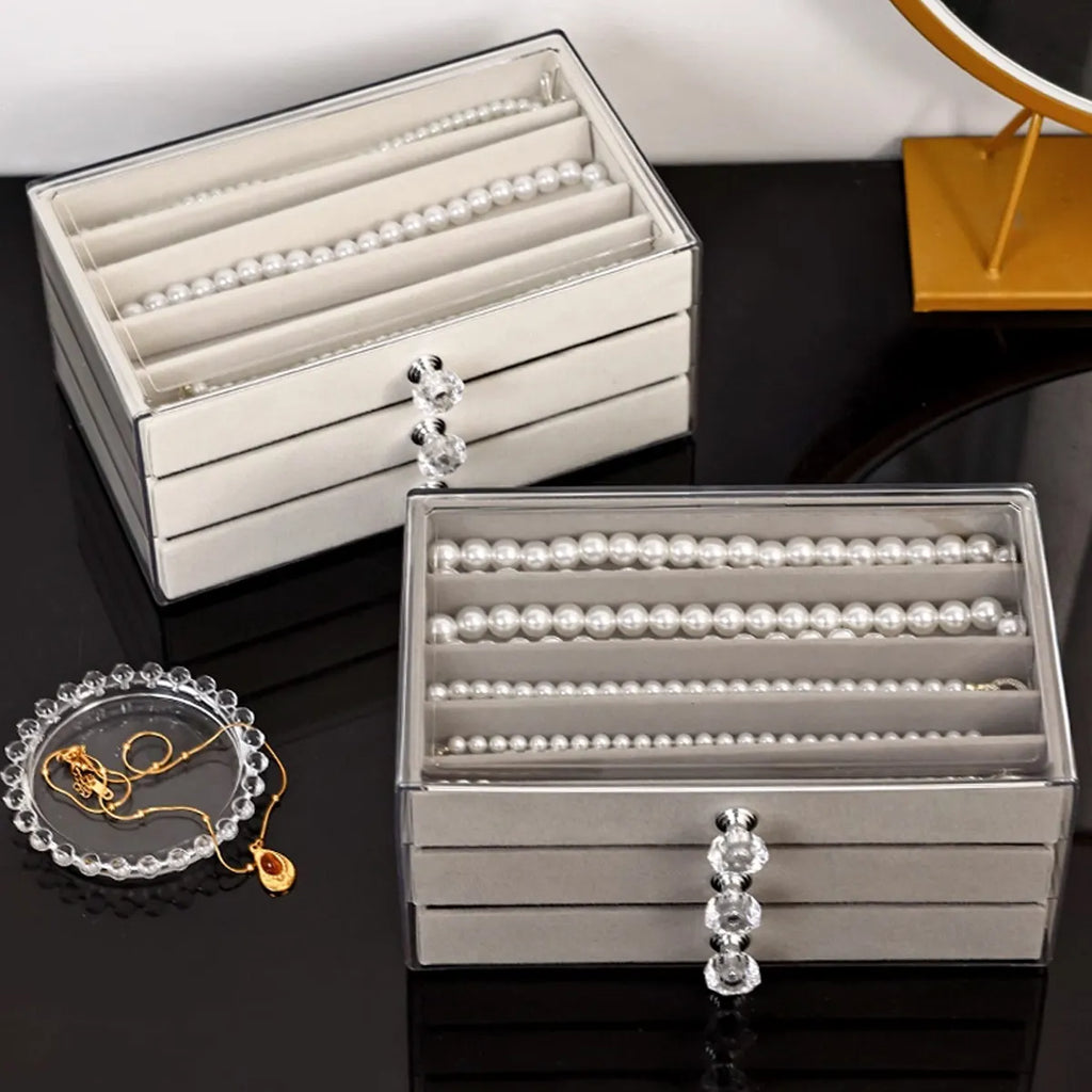 1pc,Necklace storage box with transparent lid, 3-layer jewelry tray drawer, jewelry display box, desktop jewelry box TAVEN System LLC