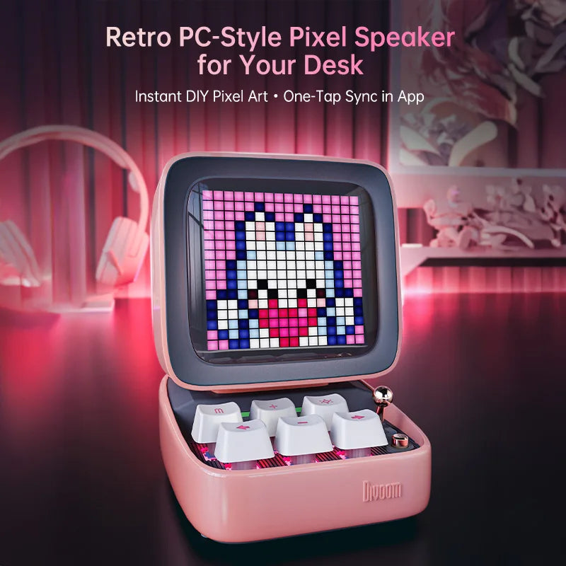 Divoom Ditoo-Pro Retro Pixel Art Bluetooth Portable Speaker Alarm Clock DIY LED Display Board, Cute Gift Home Light Decoration TAVEN System LLC