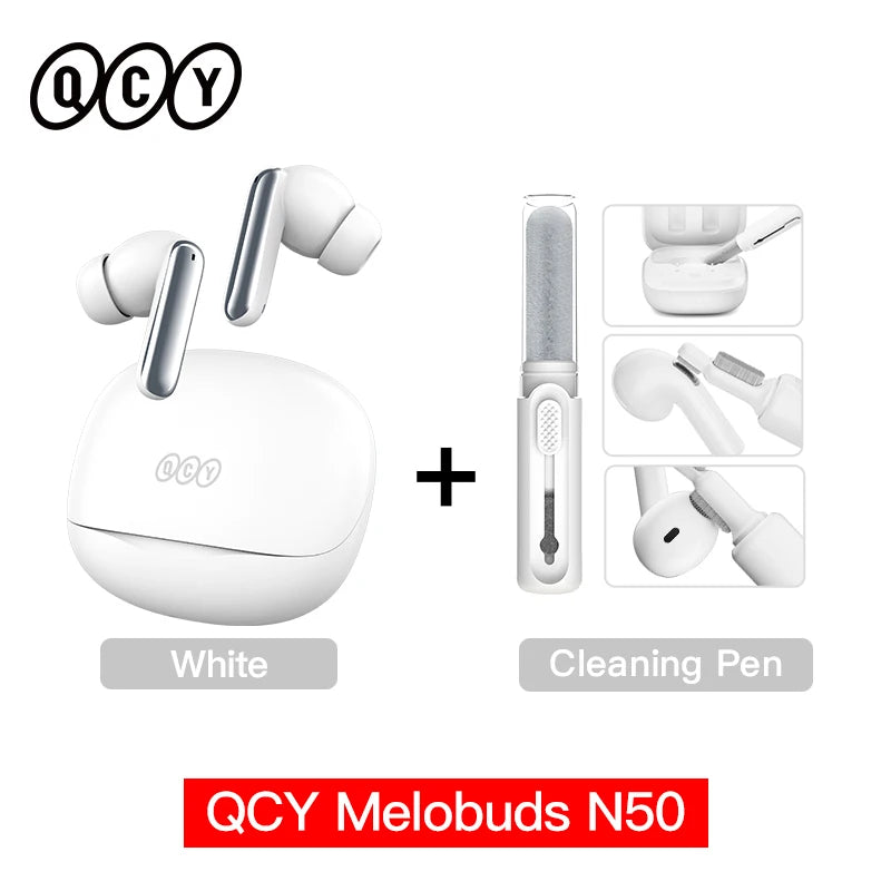 QCY Melobuds N50 ANC Bluetooth 5.4 Wireless Earphones Active Noise Cancellation 6 Mics Clear Call Earbuds Multipoint Connection TAVEN System LLC