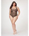Fishnet Strappy High Cut Leg Teddy Black 1X/2X Taven