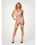 Sheer Mesh & Lace Demi Cup Teddy Lavender MD Taven
