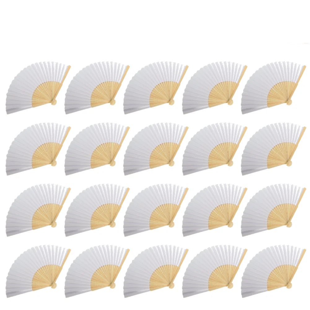 50/1pcs DIY Paper Bamboo Folding FanAdults Kid Hand Fans Calligraphy Painting Practice Blank White Fan for Wedding Room Decor TAVEN System LLC