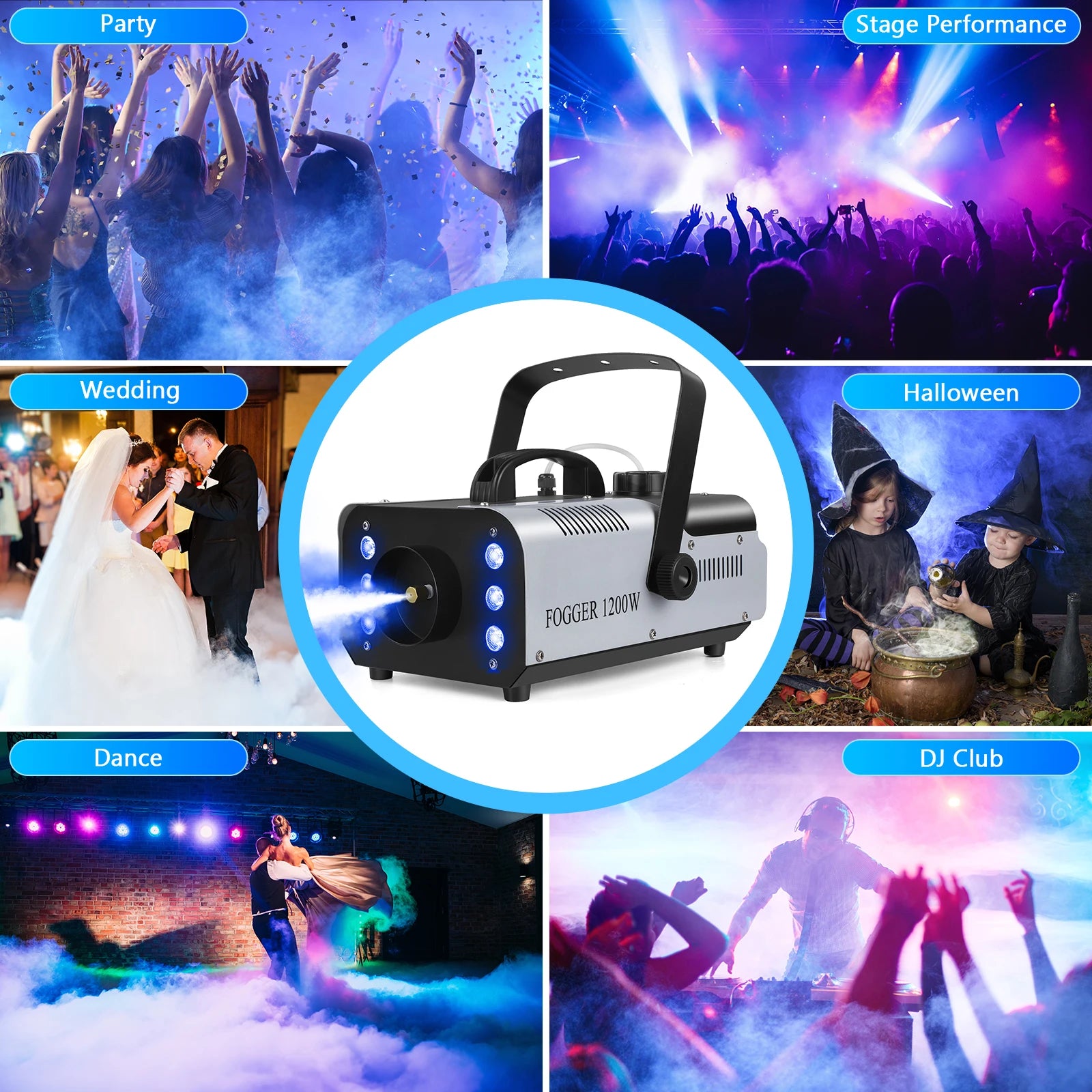 Somspot 1200W RGB LED Smoke Fog Machine Haze Generator Remote Controlled Fog Machine Stage Effect Equipment for DJ Disco Party TAVEN System LLC
