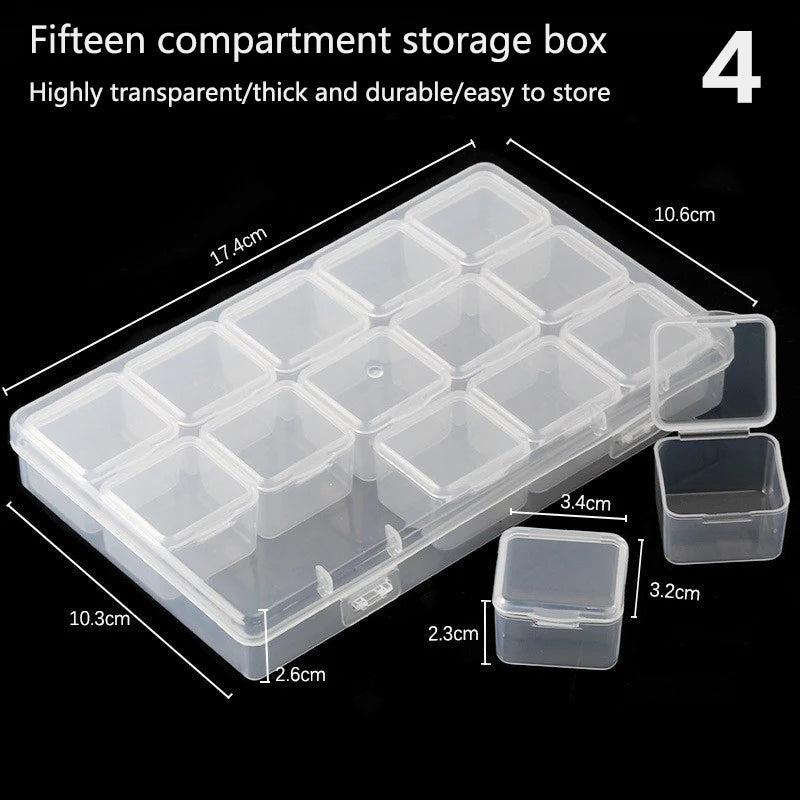 1/6/9/15/30Grids DIY Diamond Jewelry Storage Box Grids Clear Nail Art Rhinestones Tools Beads Display Storage Case Organizer Box TAVEN System LLC