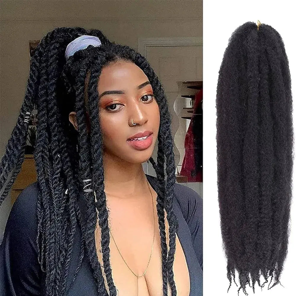Color: T1B/30, Stretched Length: 18inches, Bulk Buy: 3Pcs/Lot - 18 Inch Synthetic Marley  Twist Braiding Hair Afro Kinky Curly Crochet Hair for Faux Locs Long Springy Twist Hair Extensions Taven