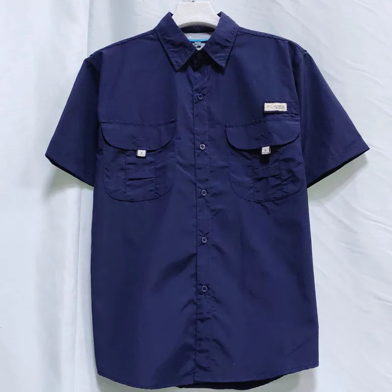 Men Short Sleeve Cargo Nylon Fishing Work Casual Shirt TAVEN System LLC