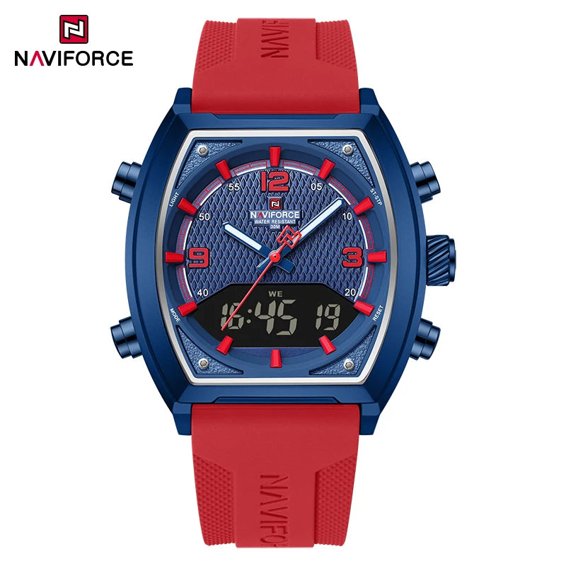 NAVIFORCE Men's Watch Business Simple Original Quartz Watches for Man Waterproof Luminous Silica Band Quartz Analog LCD Display - TAVEN System LLC