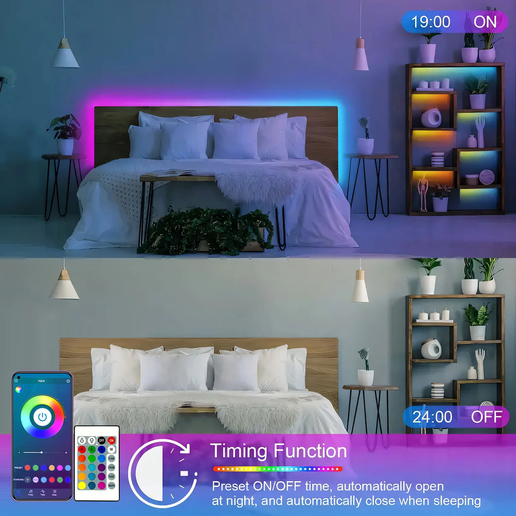 100FT Bluetooth LED Strip Lights, RGB Color Changing Led Strip Lighting with 24-Key Remote and  APP Control, Music Sync Lights TAVEN System LLC