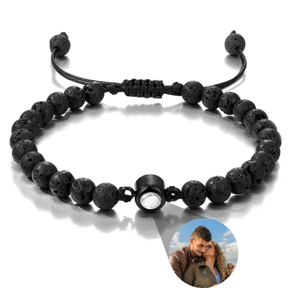 Custom Natural Stone Bracelet Personalized Photo Projection Bracelet Custom Stainless Steel Projection Bracelets Memory Jewelry TAVEN System LLC