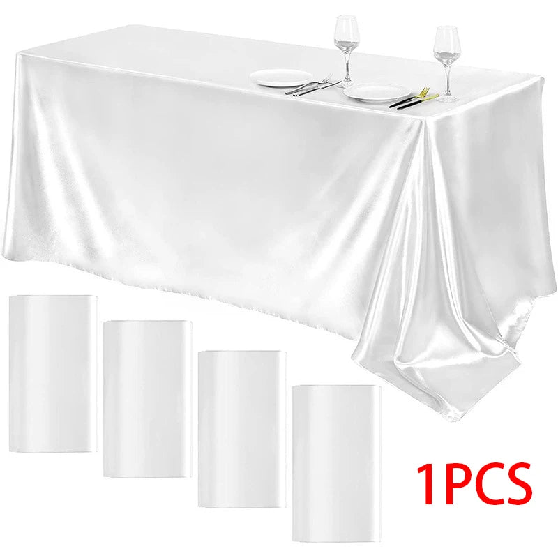 Rectangle Wedding Satin LargeTablecloth Bright Smooth Silk Table Cover Christmas Anniversary Dining Party high-end Table Decor TAVEN System LLC